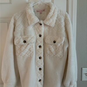 White Quilted Button-Up Jacket